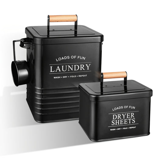 Nutshell modern farmhouse laundry storage bins set with wooden handles for stylish organization