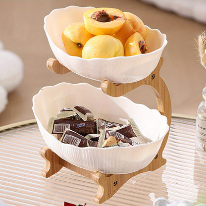 Nutshell multi-layer fruit tray set - drop resistant with stacked bowls holding fruits and chocolates