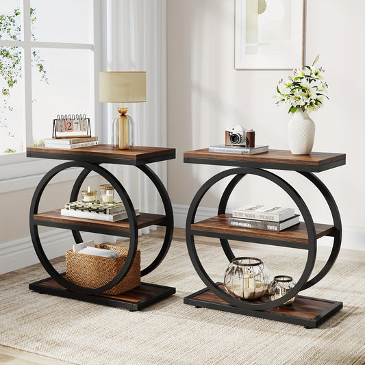 Narrow End Table With 3 Storage Shelves featuring modern design and ample storage for any living space