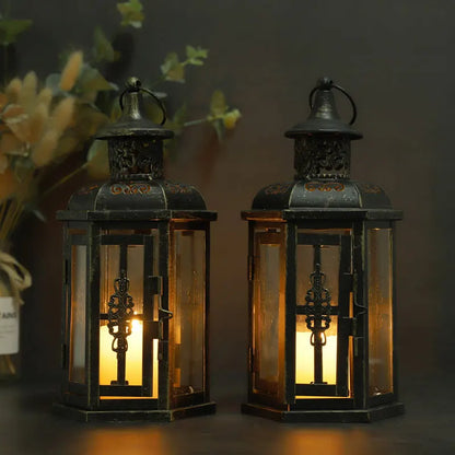 Nutshell vintage candle holder lanterns with intricate metalwork and warm candlelight inside