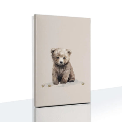 Adorable Nordic animal wall art for kids featuring a cute bear on a neutral background