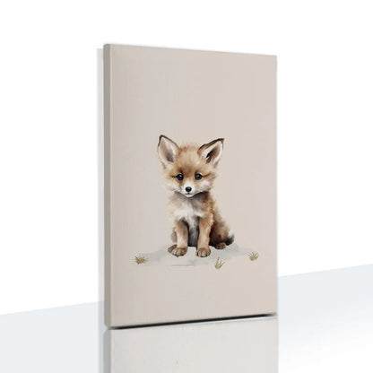 Cute Nordic animal wall art for kids featuring an adorable fox illustration on a light background