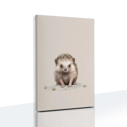 Cute Nordic animal wall art for kids featuring a hedgehog illustration on a neutral background