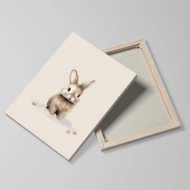 Cute Nordic animal wall art for kids featuring a charming illustrated rabbit design