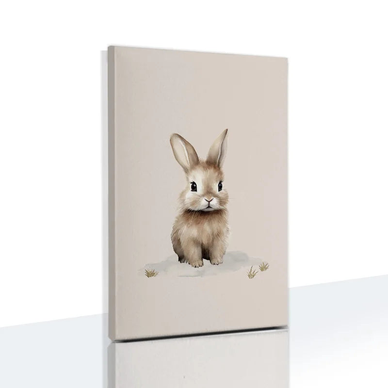 Cute Nordic animal wall art for kids featuring an adorable bunny illustration on a soft background