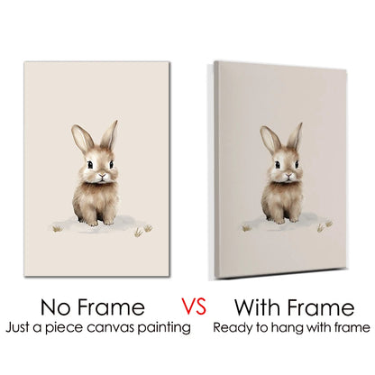 Nordic animal wall art for kids featuring a cute rabbit design on a canvas painting