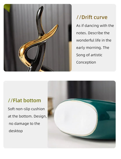 Black and gold nutshell vase with drift curve design feature for Nordic home decor figurines