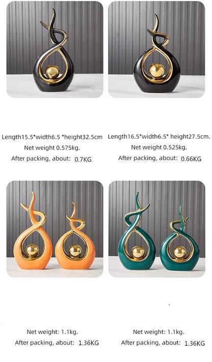 Nutshell vases in black, orange, and green with gold accents Nordic home decor figurines