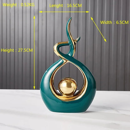 Nutshell decorative vase featuring modern design in teal and gold for Nordic home decor figurines