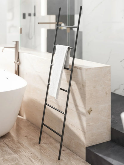 Nordic Style Towel Rack Ladder in sleek black finish, perfect for modern bathrooms