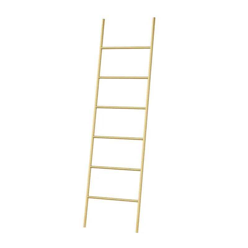 Nordic Style Towel Rack Ladder in natural wood finish with eight rungs for stylish towel display