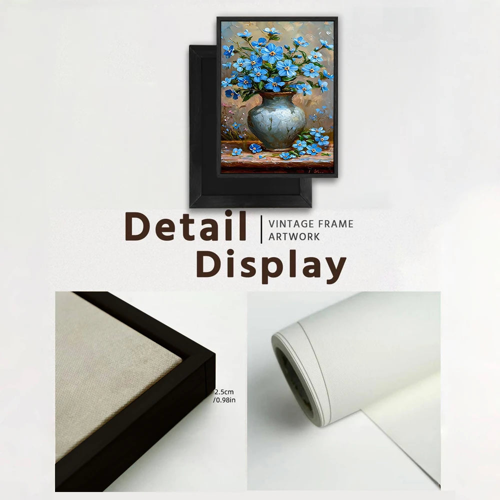 Vintage frame showcasing orchid canvas wall art with a beautifully detailed flower vase design