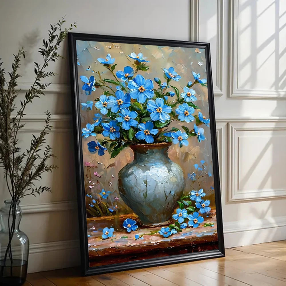 Beautiful orchid canvas wall art featuring a floral arrangement in a decorative vase