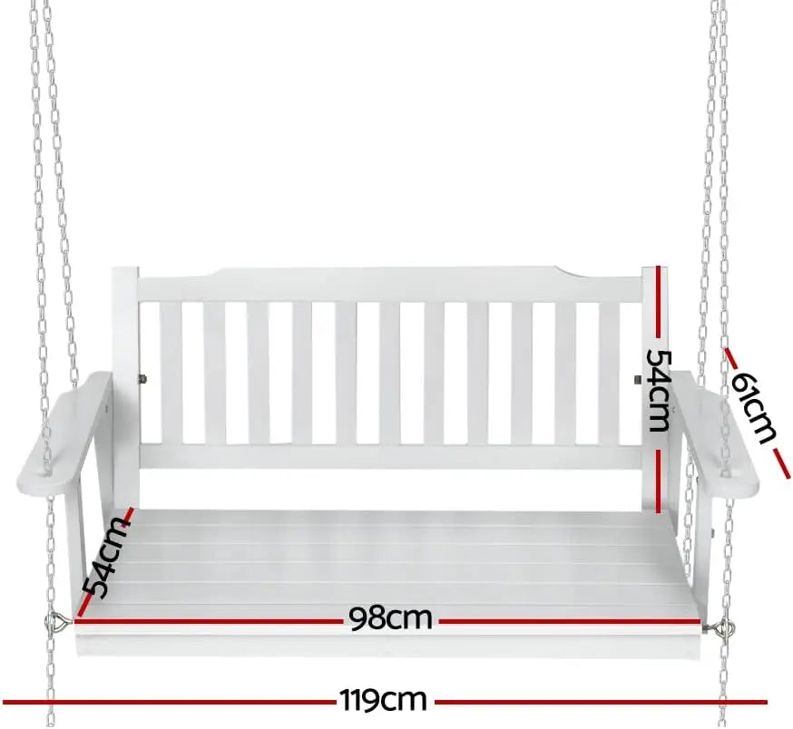Nutshell Outdoor Porch Swing Chair in White with Comfortable Slatted Design and Durable Chains