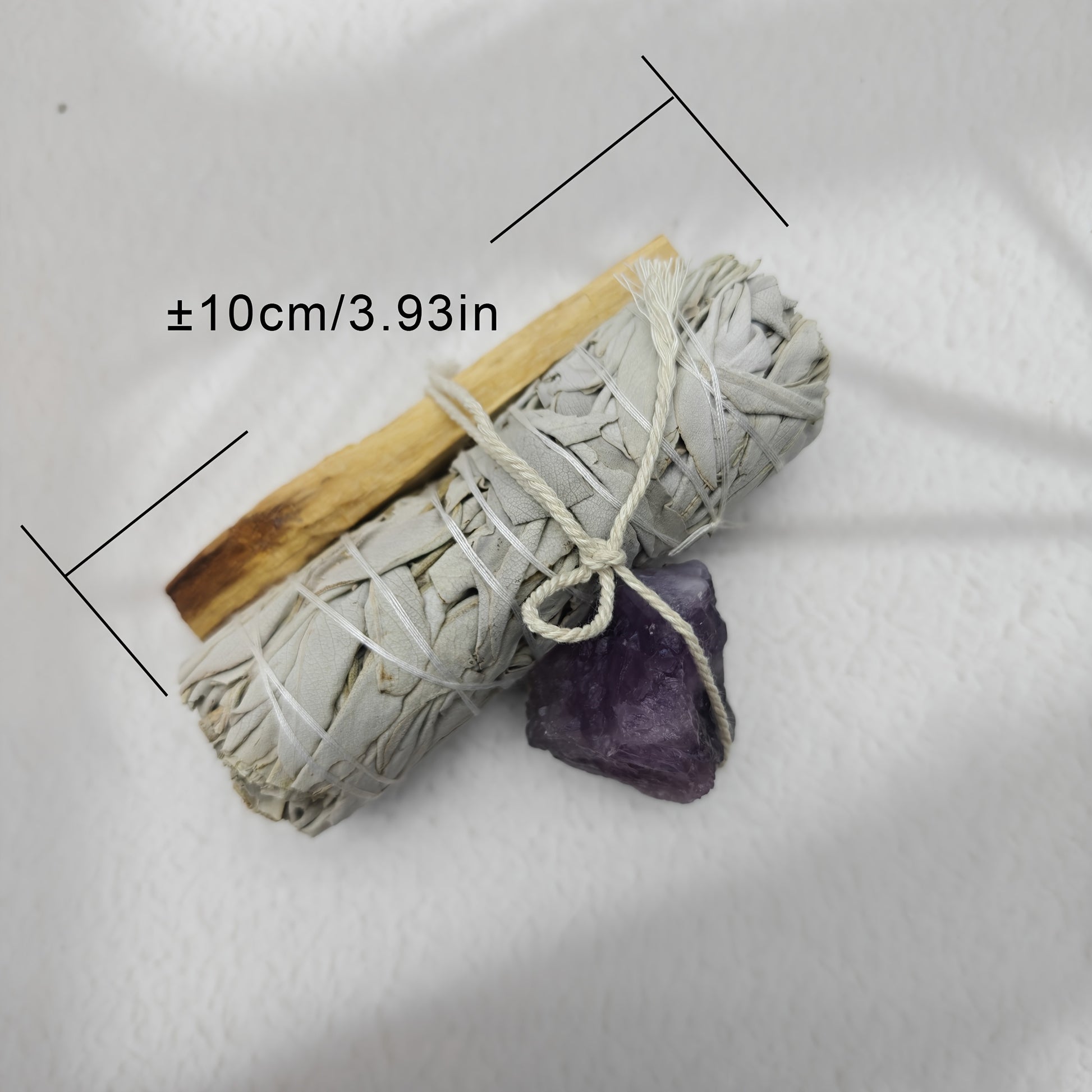 Palo Santo White Sage Crystal set with Amethyst and natural twine for cleansing and meditation