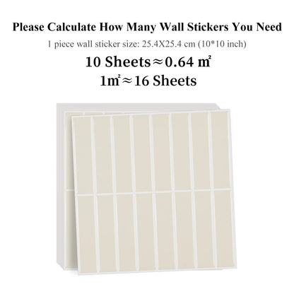 Nutshell beige peel and stick wall sticker sheets showing size and sheet quantity for DIY Backsplash Tiles
