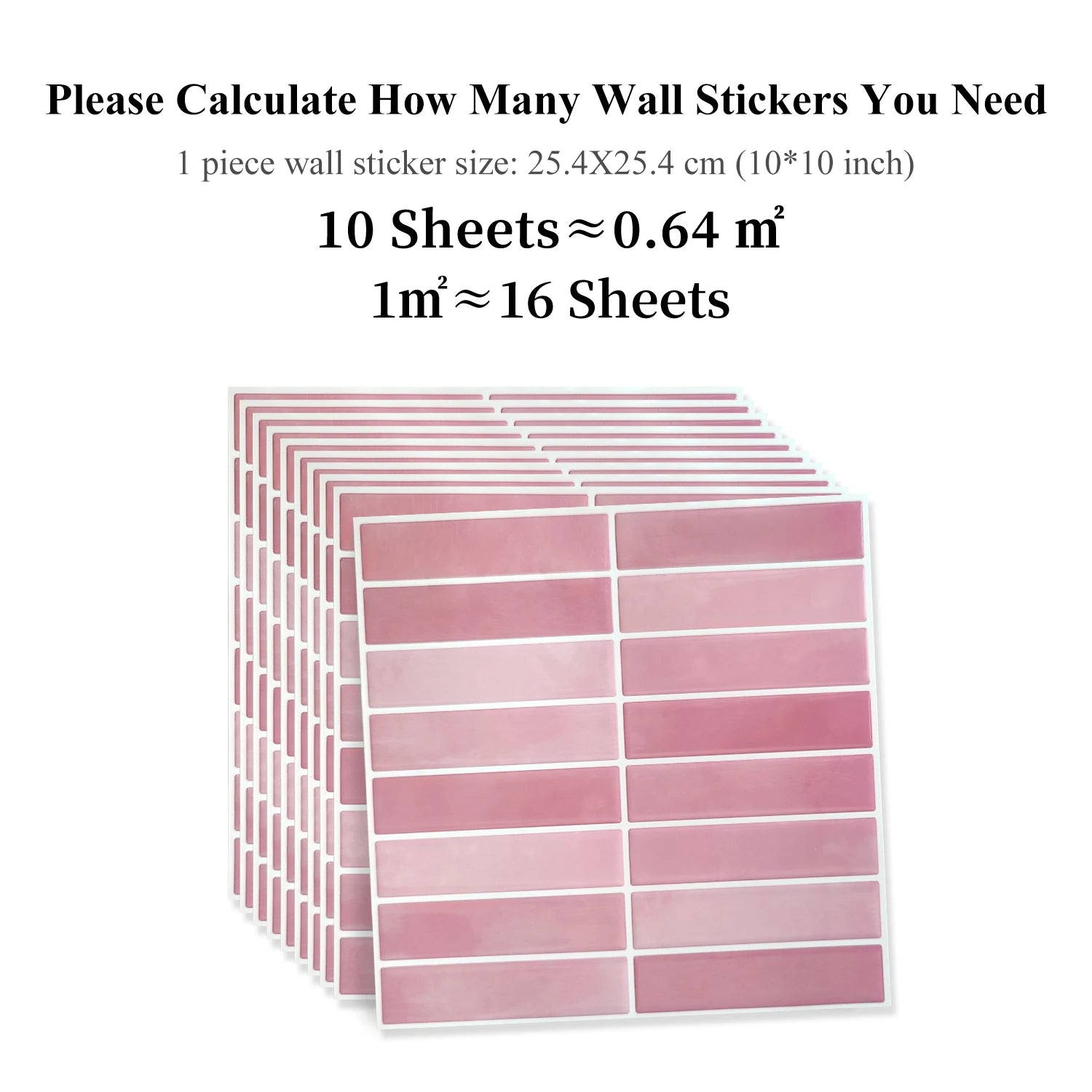 Nutshell pink peel and stick wall sticker sheets stacked showing rectangular tile layout for DIY Backsplash Tiles