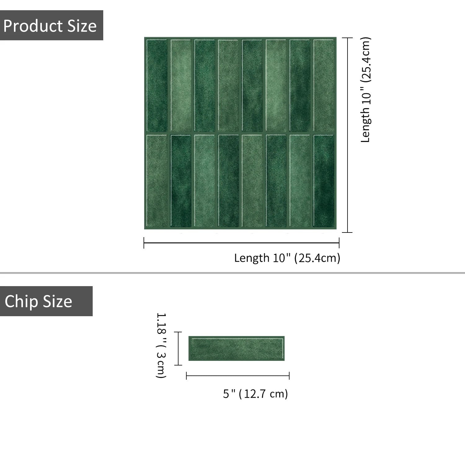 Nutshell green subway tile sheet 10 inch square with 5 inch by 1.18 inch chips DIY Backsplash Tiles