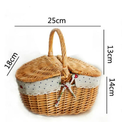 Nutshell Picnic Basket with Lid in natural wicker design, ideal for outdoor gatherings and picnics