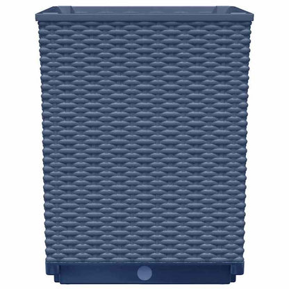 Large blue grey planters for indoor use with textured design and drainage hole