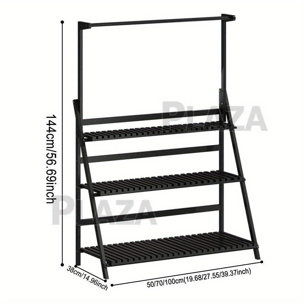 3 Tier Wooden Pot Plant Stand Storage Rack with three spacious shelves for organizing indoor or outdoor plants