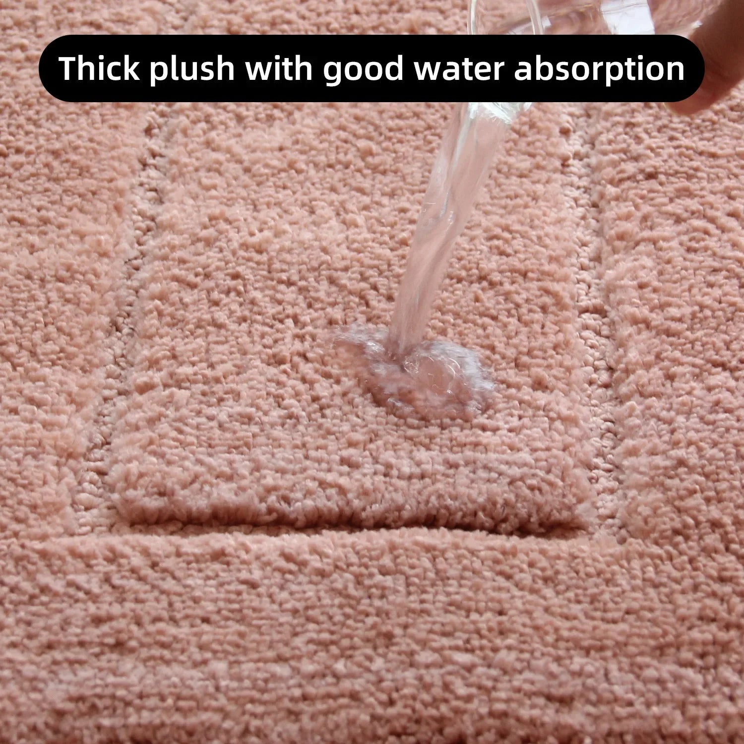 Thick plush bathroom floor mat with excellent water absorption feature in soft material