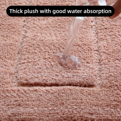 Thick plush bathroom floor mat with excellent water absorption feature in soft material