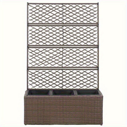 Nutshell poly rattan raised garden bed with trellis design for optimal plant growth