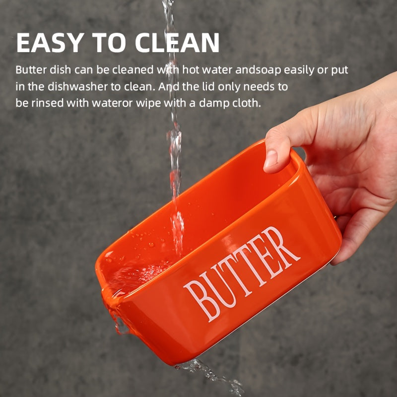 Porcelain butter box with bamboo lid for easy cleaning and stylish storage