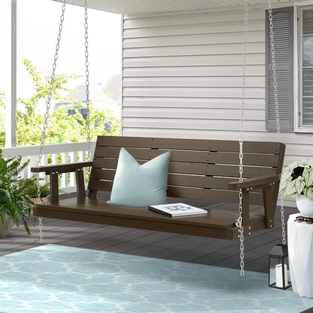 Nutshell Porch Swing Chair with Chain in a cozy outdoor setting on a porch