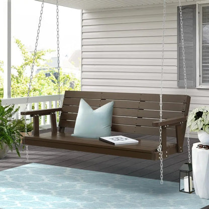 Nutshell Porch Swing Chair with Chain in a cozy outdoor setting on a porch