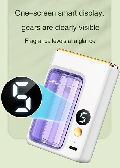 Nutshell portable diffuser with one-screen smart display showing fragrance levels clearly