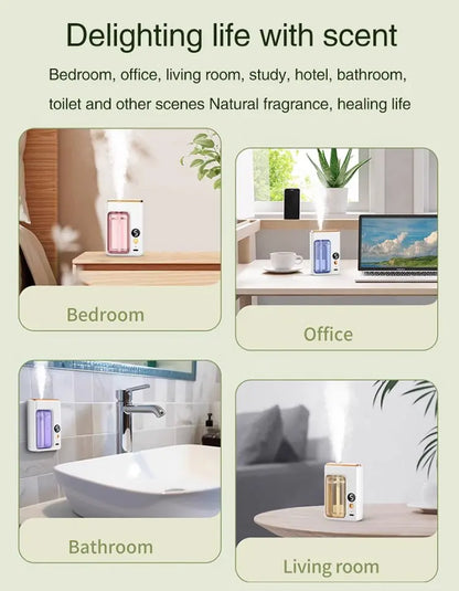 Nutshell portable diffuser in bedroom, office, bathroom, and living room releasing natural fragrance