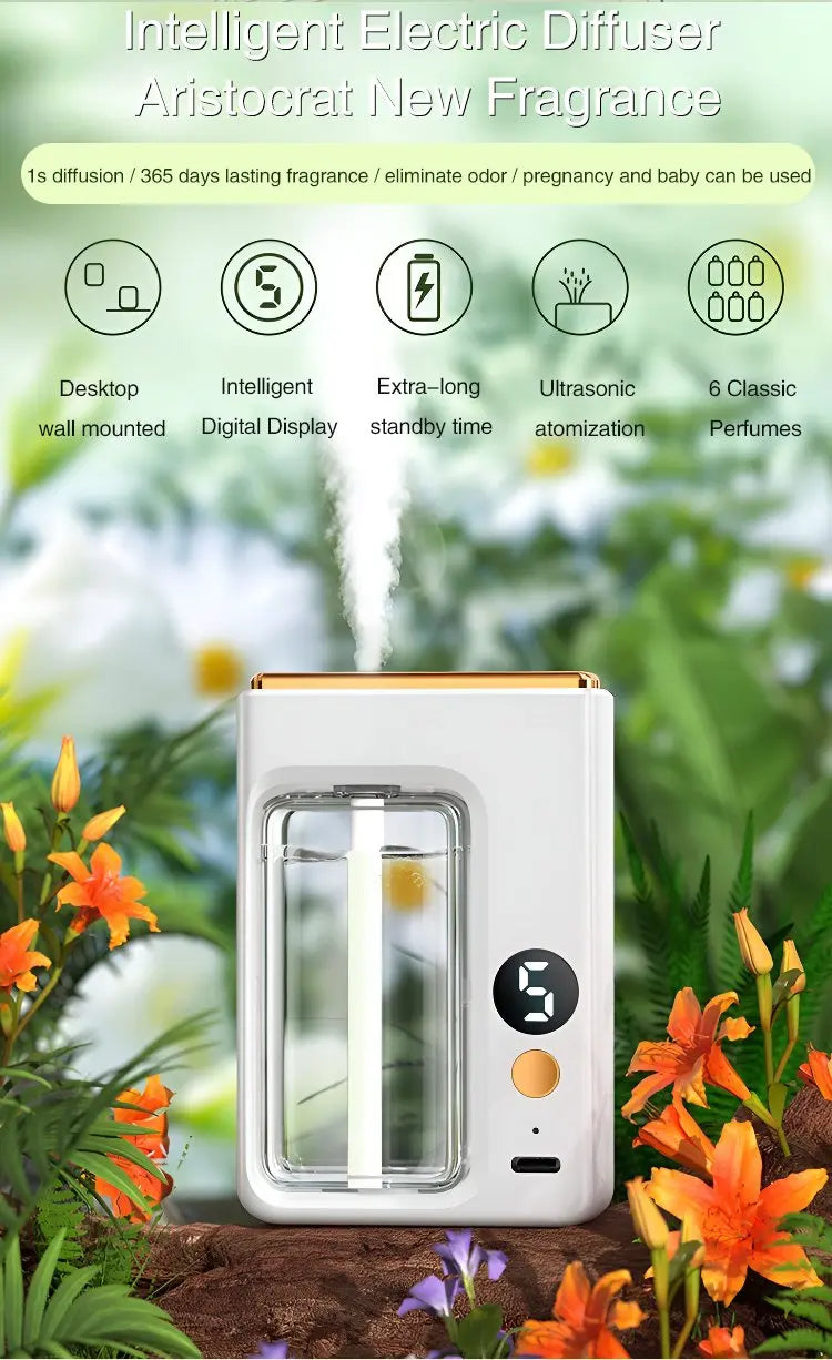 Nutshell portable diffuser with intelligent digital display and ultrasonic atomization releasing fragrance