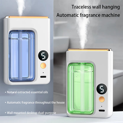 Nutshell portable diffuser with digital timer and essential oil reservoir producing mist for home fragrance