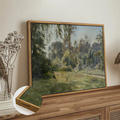 Nutshell prairie canvas wall art featuring a serene landscape with trees and greenery