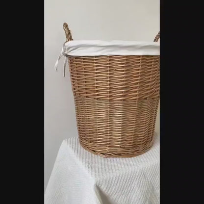 Handmade Woven Basket with a Fabric Insert