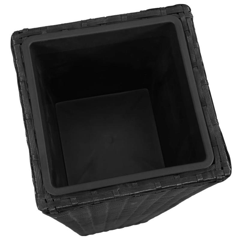 Black Nutshell planter featuring rattan flower raised beds design with square shape