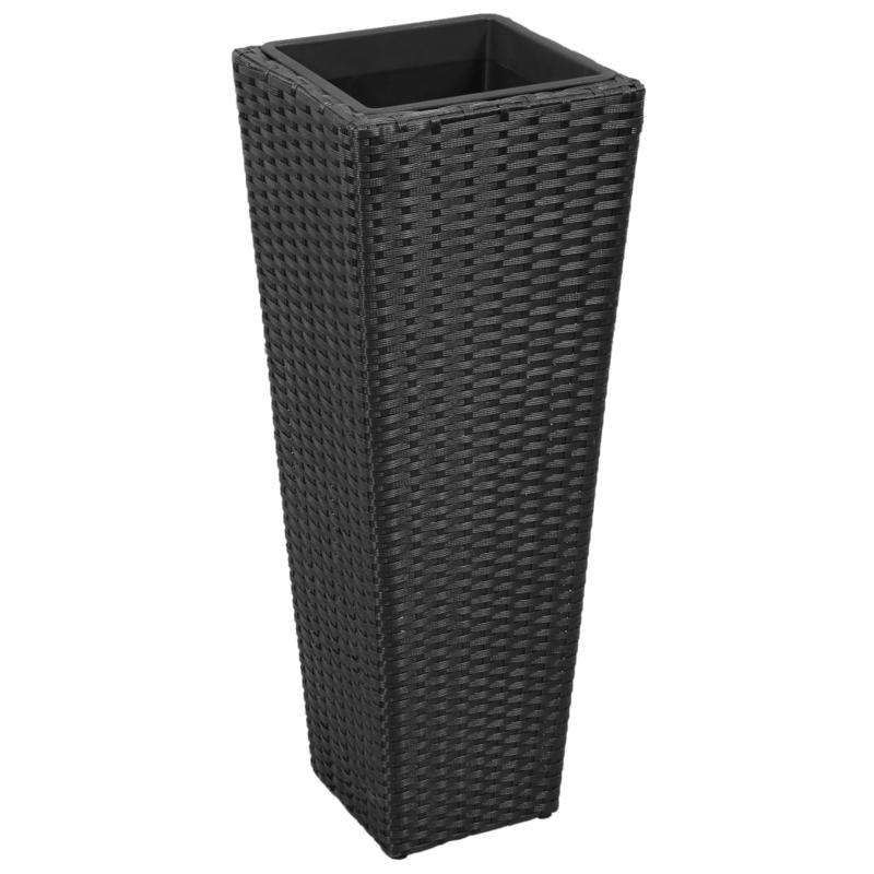 Nutshell black tall planter with woven texture for rattan flower raised beds