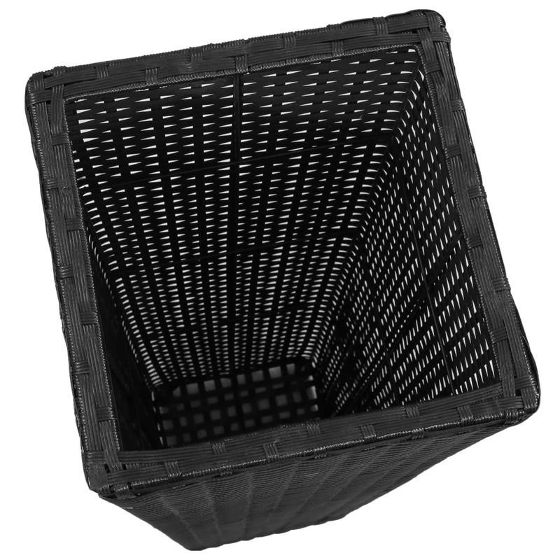 Nutshell black rattan flower raised beds planter with woven texture and square shape