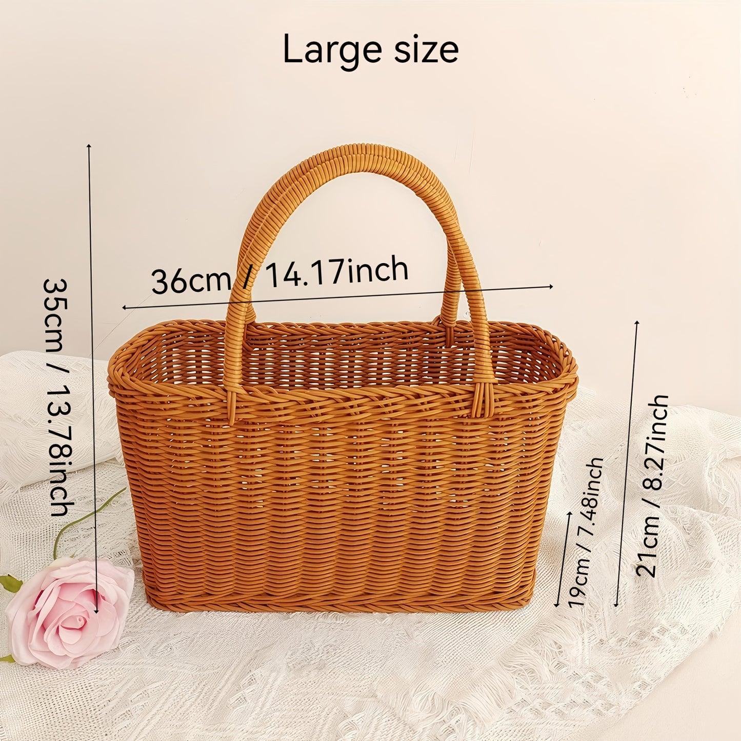 Large rattan picnic basket by Nutshell with sturdy handles and spacious interior for outdoor use
