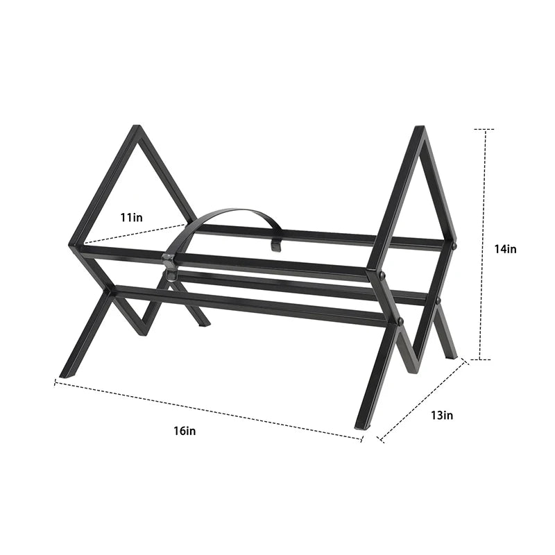 Nutshell black folding metal rack with handle for Vinyl Record Storage in living room 16 by 13 by 14 inches
