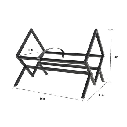 Nutshell black folding metal rack with handle for Vinyl Record Storage in living room 16 by 13 by 14 inches