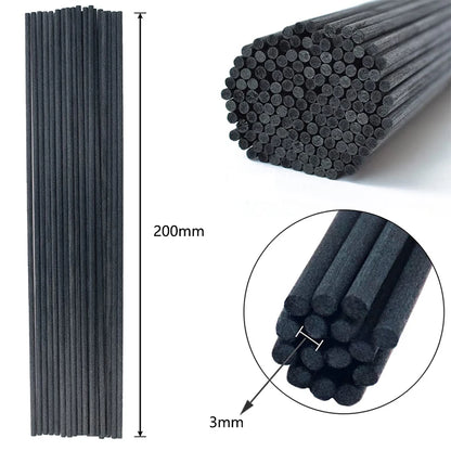 Nutshell black reed diffuser replacement sticks measuring 200mm length and 3mm diameter for diffusers