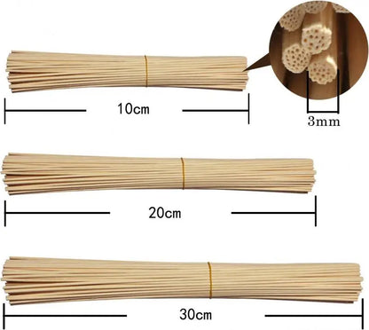 Nutshell reed diffuser replacement sticks in three sizes 10cm 20cm and 30cm natural wood scent wicks