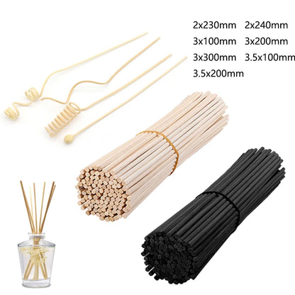 Nutshell reed diffuser replacement sticks in natural and black colors with multiple sizes for home fragrance