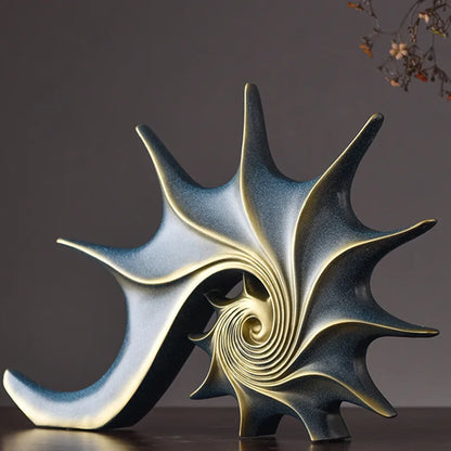 Nutshell resin conch Nordic statue decor with spiral design and textured finish