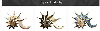 Nutshell resin conch Nordic statue decor in three color variations showcasing metallic silver, gold, and blue finishes