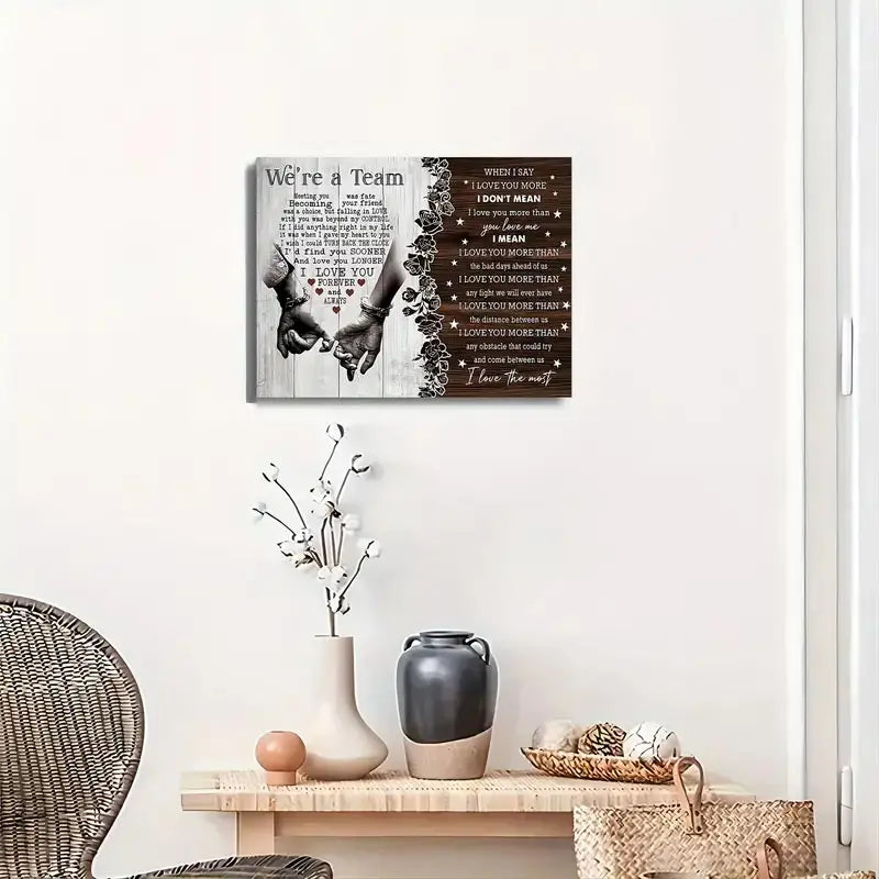 Nutshell retro love quotes wall art featuring hands and heartfelt messages for home decor