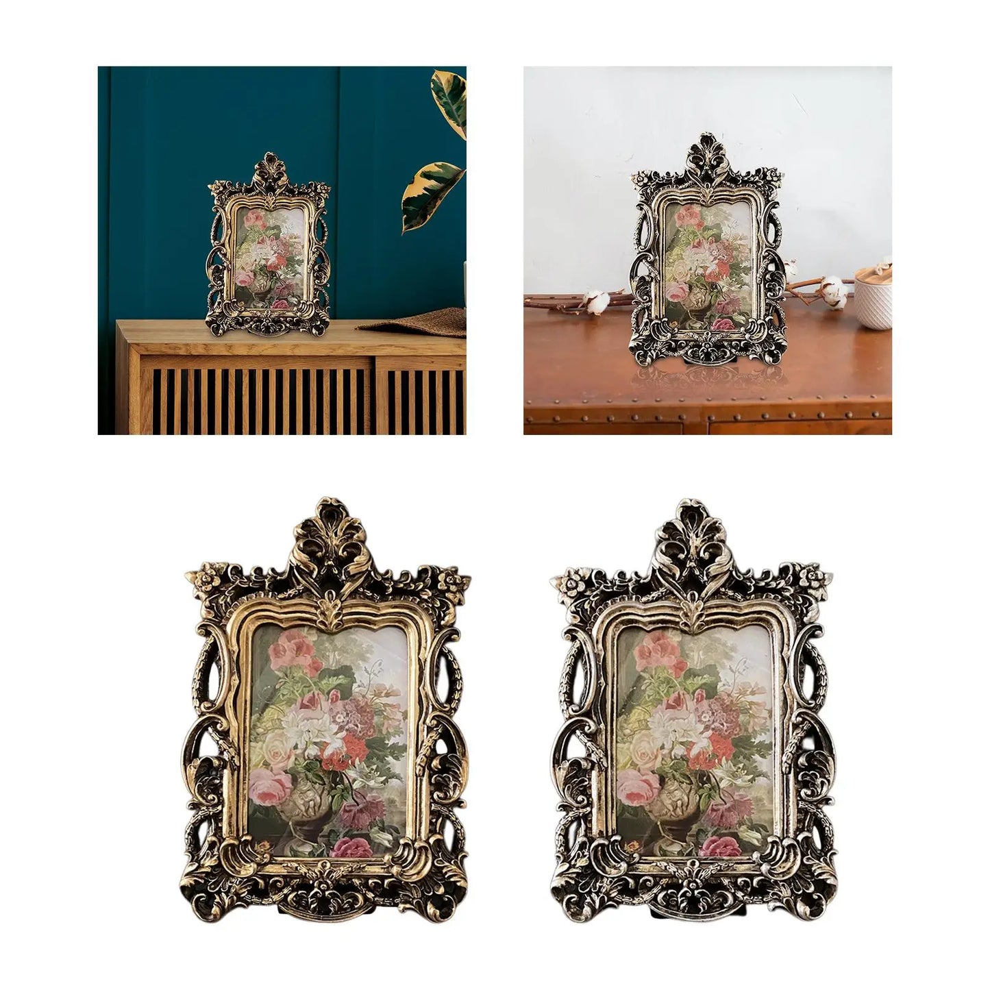 Beautiful retro ornate photo frame in silver, perfect for showcasing vintage photos and decor